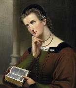 unknow artist Portrat einer jungen Frau mit Bibel oil painting reproduction